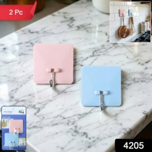 Self-Adhesive Wall Utility Hooks – Heavy-Duty Square Set (2 Pc)