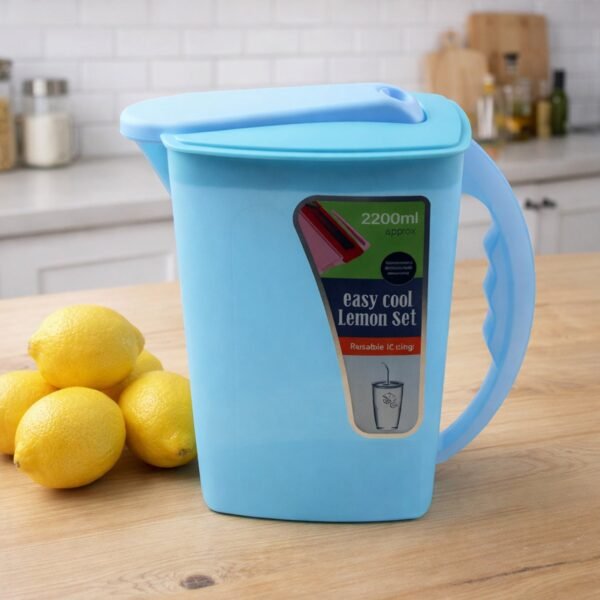Water Jug with Lid & Handle – Easy Cool Lemon Set 2200ml