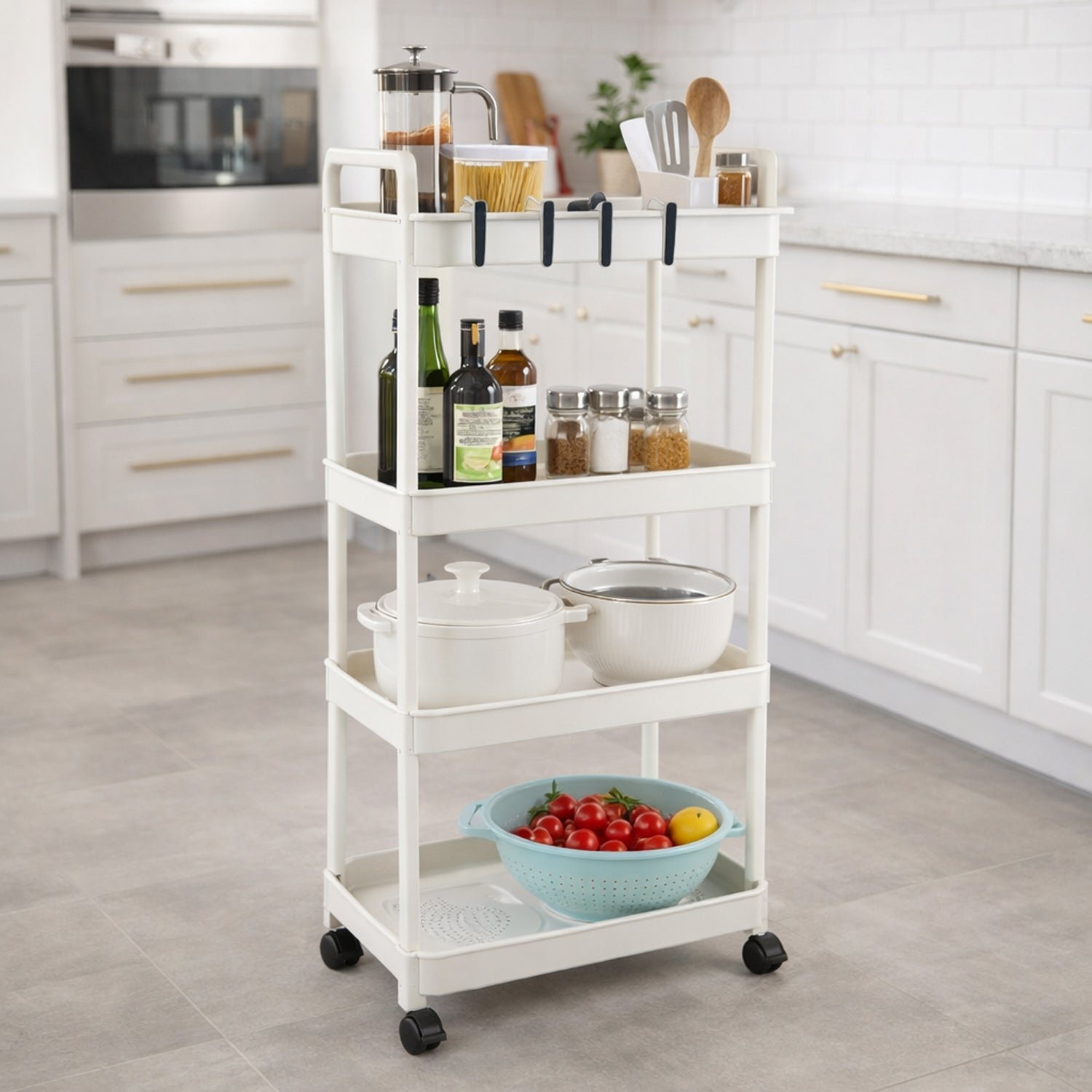 4 Layer Kitchen Trolley with Wheels – Multipurpose Storage Organizer