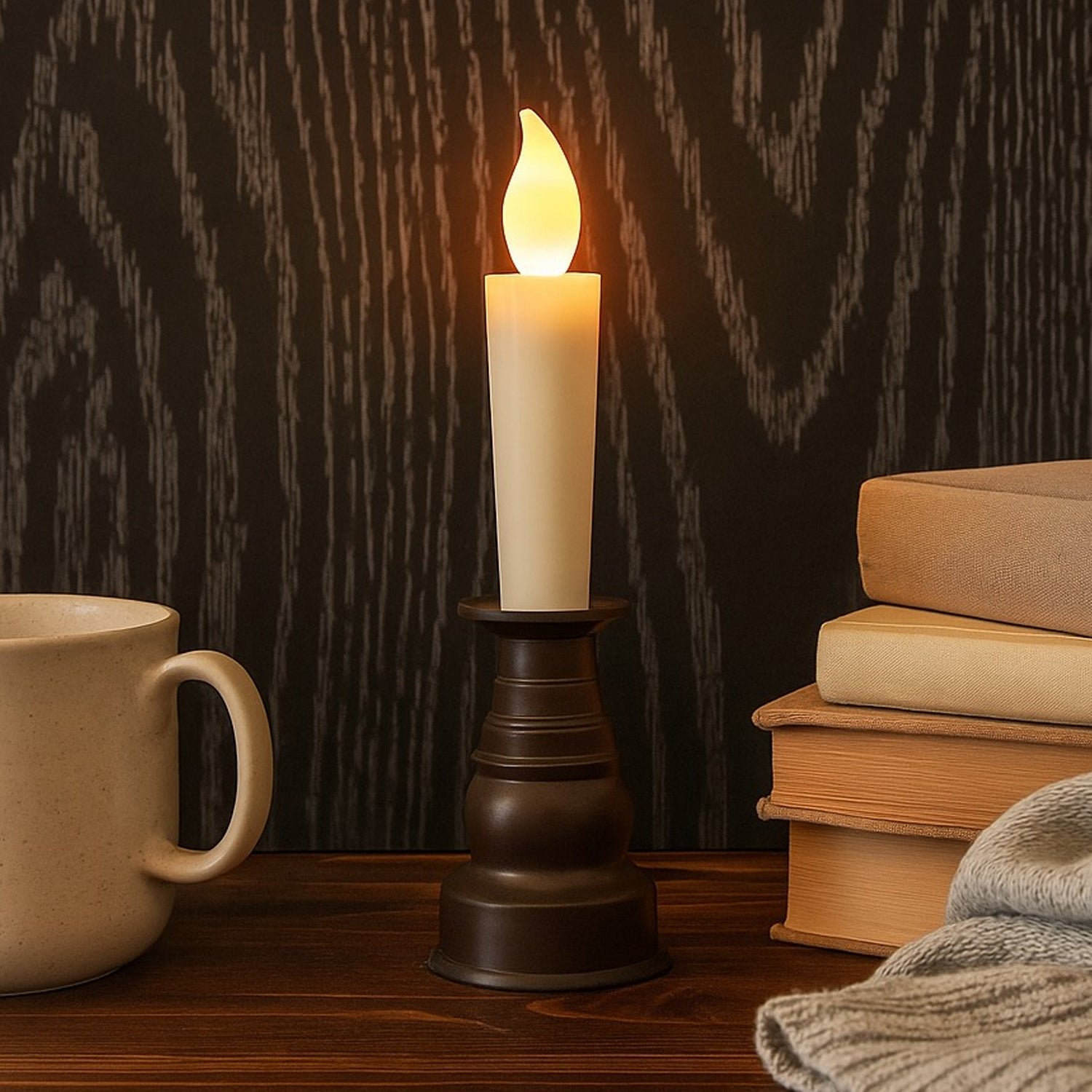LED Flameless Candle with Holder – Elegant Flickering Light