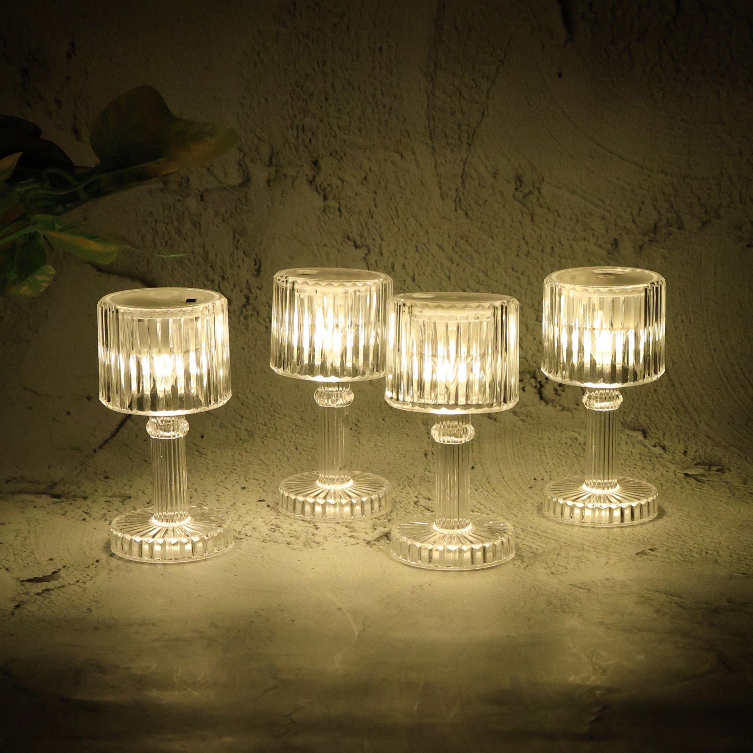 LED Crystal-Effect Table Lamps – Set of 4 Elegant Mini Lights