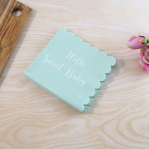 Hello Sweet Baby Party Paper Napkins – Soft Mint Green 24 Pc