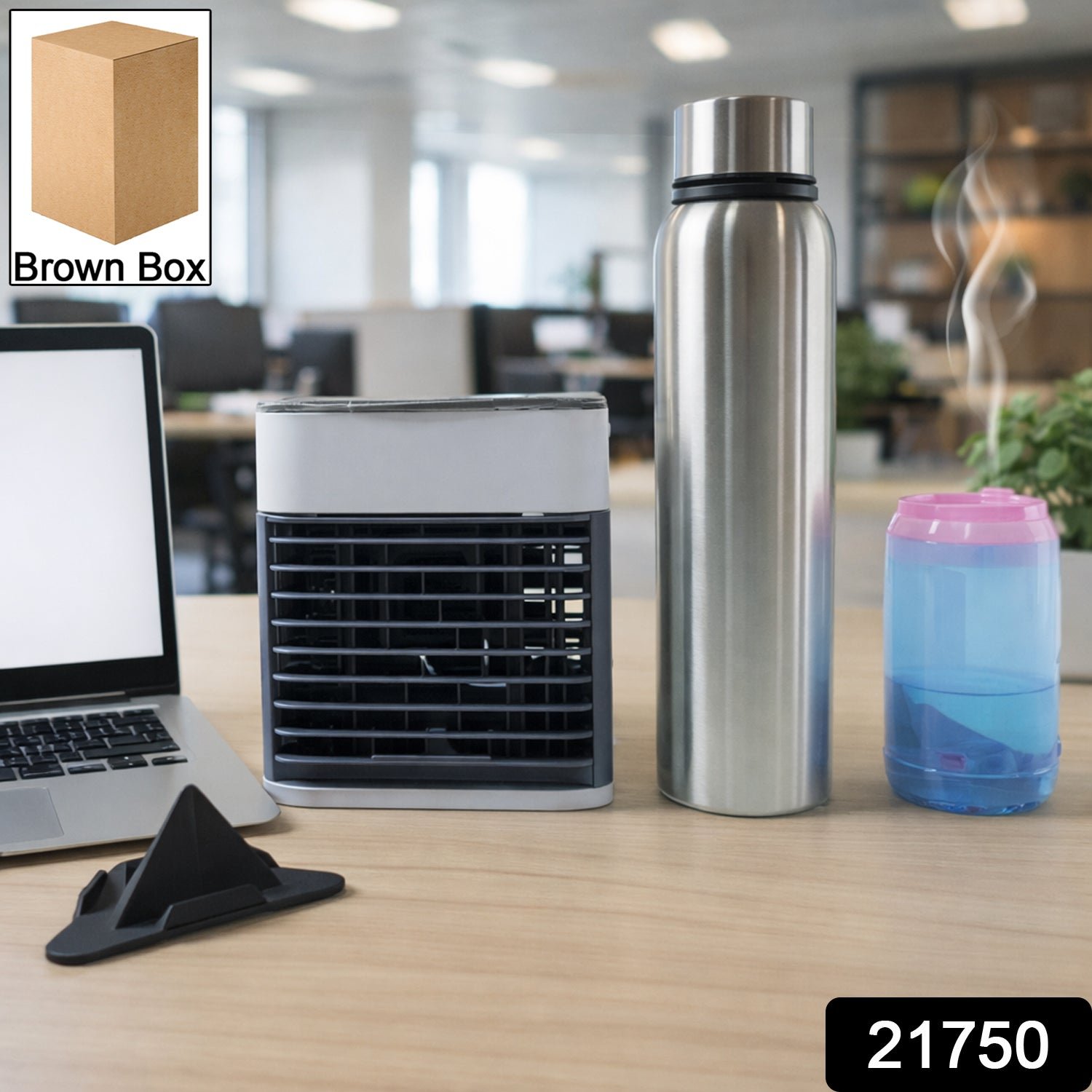 Office Essentials Combo Set – Mini Air Cooler & Water Bottles