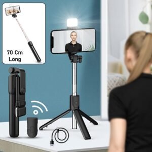 Wired Selfie Stick – 70cm Extendable Handle Tripod Stand