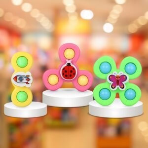 Baby Spinner Toy Set – 3 Pc Sensory Spin Toys with Suction Cups