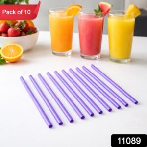 Reusable Plastic Drinking Straws – Pack of 10 Durable Straws