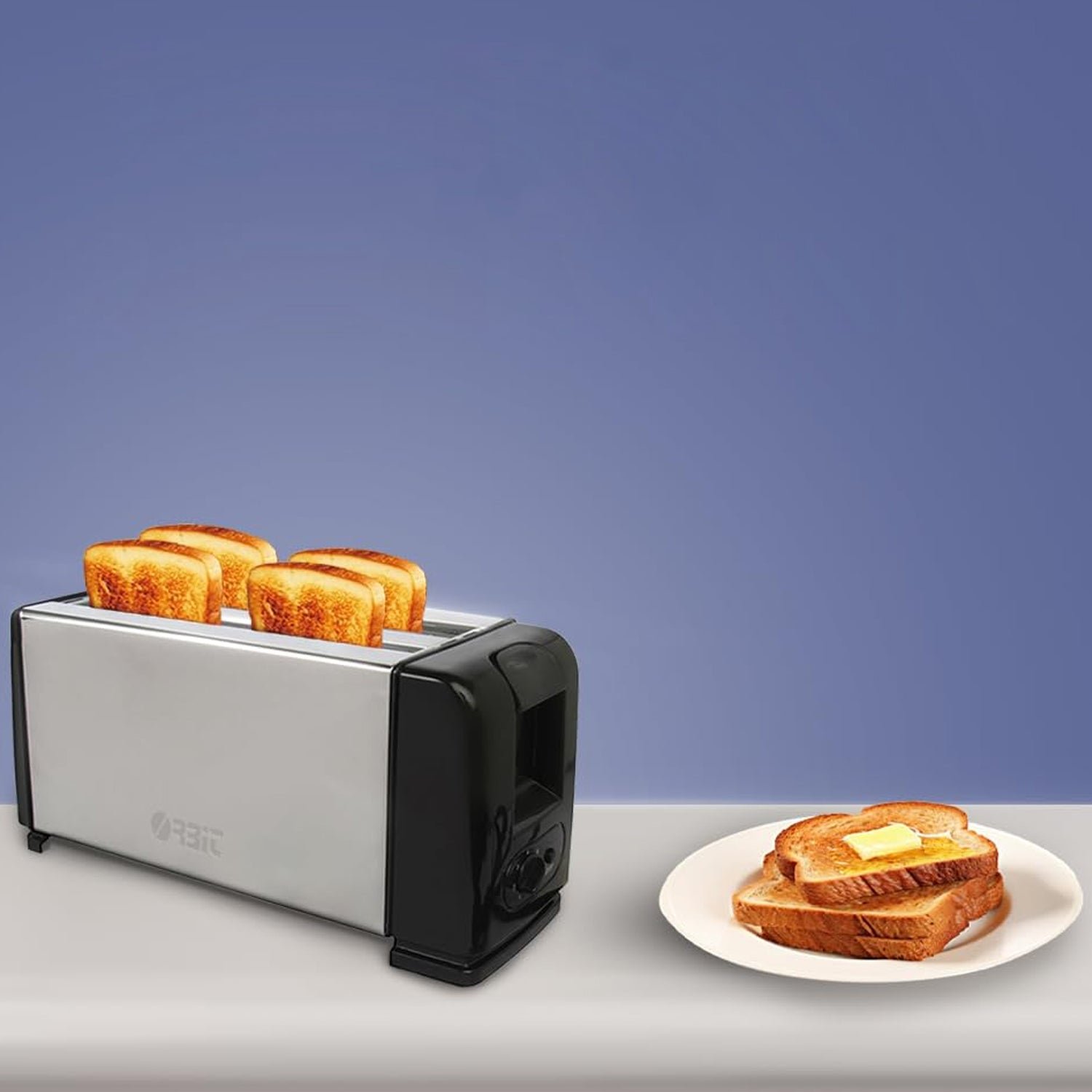 Pop-Up Toaster 1200W – 4-Slice Adjustable Browning Stainless Steel