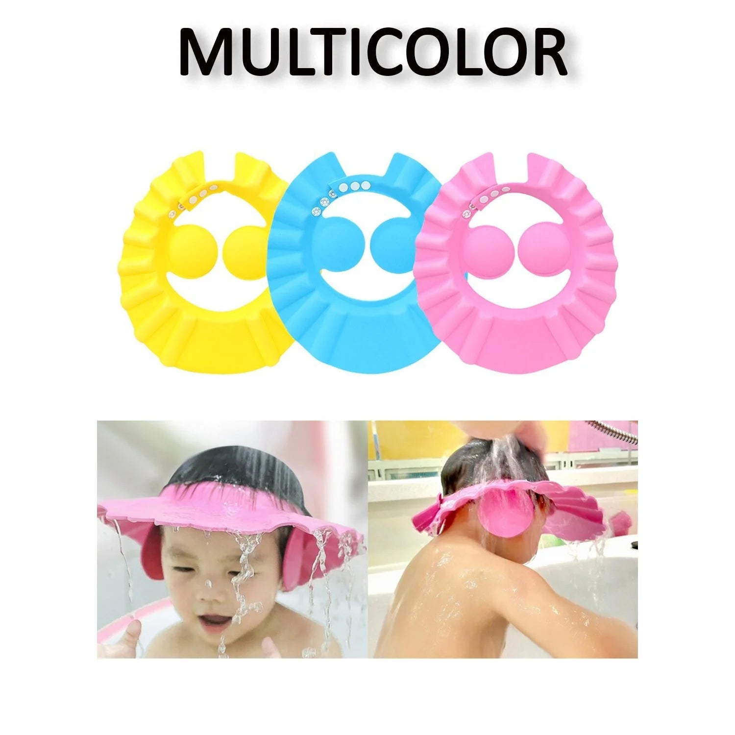 Baby Shower Cap – Adjustable Eye & Ear Protection | Mini Bubbles
