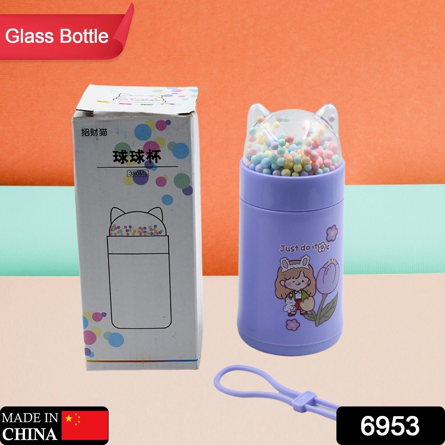 Girl's Glass Water Bottle – Cat Lid & Sparkle Strap | Own Hydrate