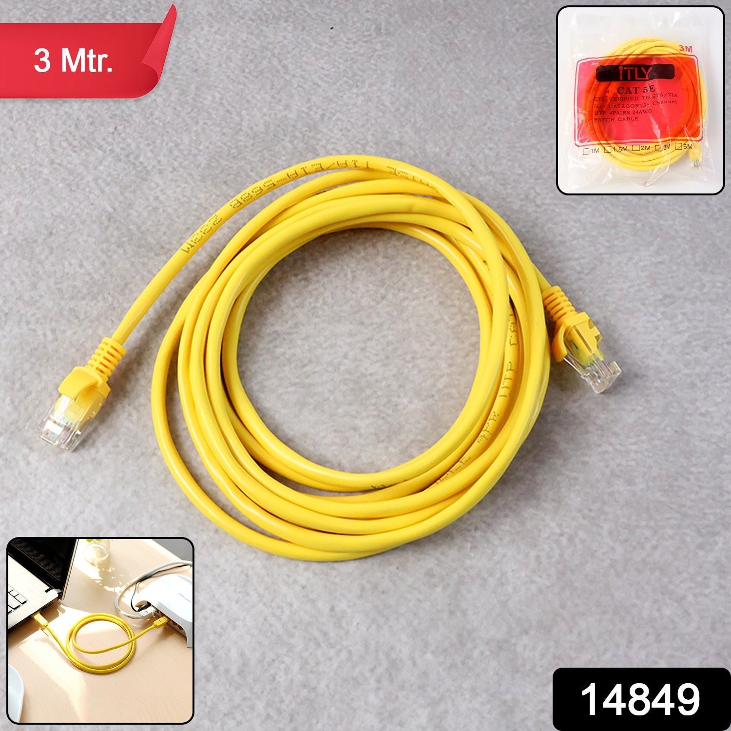 CAT 5E Ethernet Cable 3 Meter – High-Speed Stable Connection