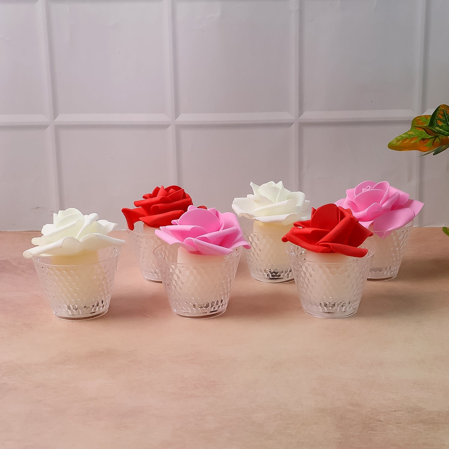 LED Rose Flower Flameless Tealight Candle Set – Elegant & Safe Décor