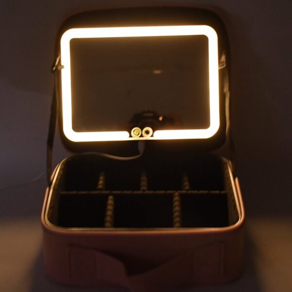 LED Makeup Organizer Box – Touch Sensor Mirror & USB Rechargeable