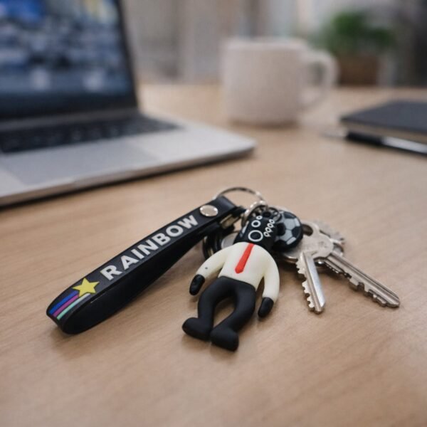 Rainbow Keychain – Colorful Cartoon Football Boy Accessory