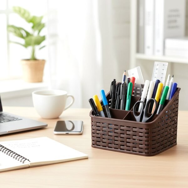 Desk Organizer Basket – 5 Compartment Multipurpose Storage