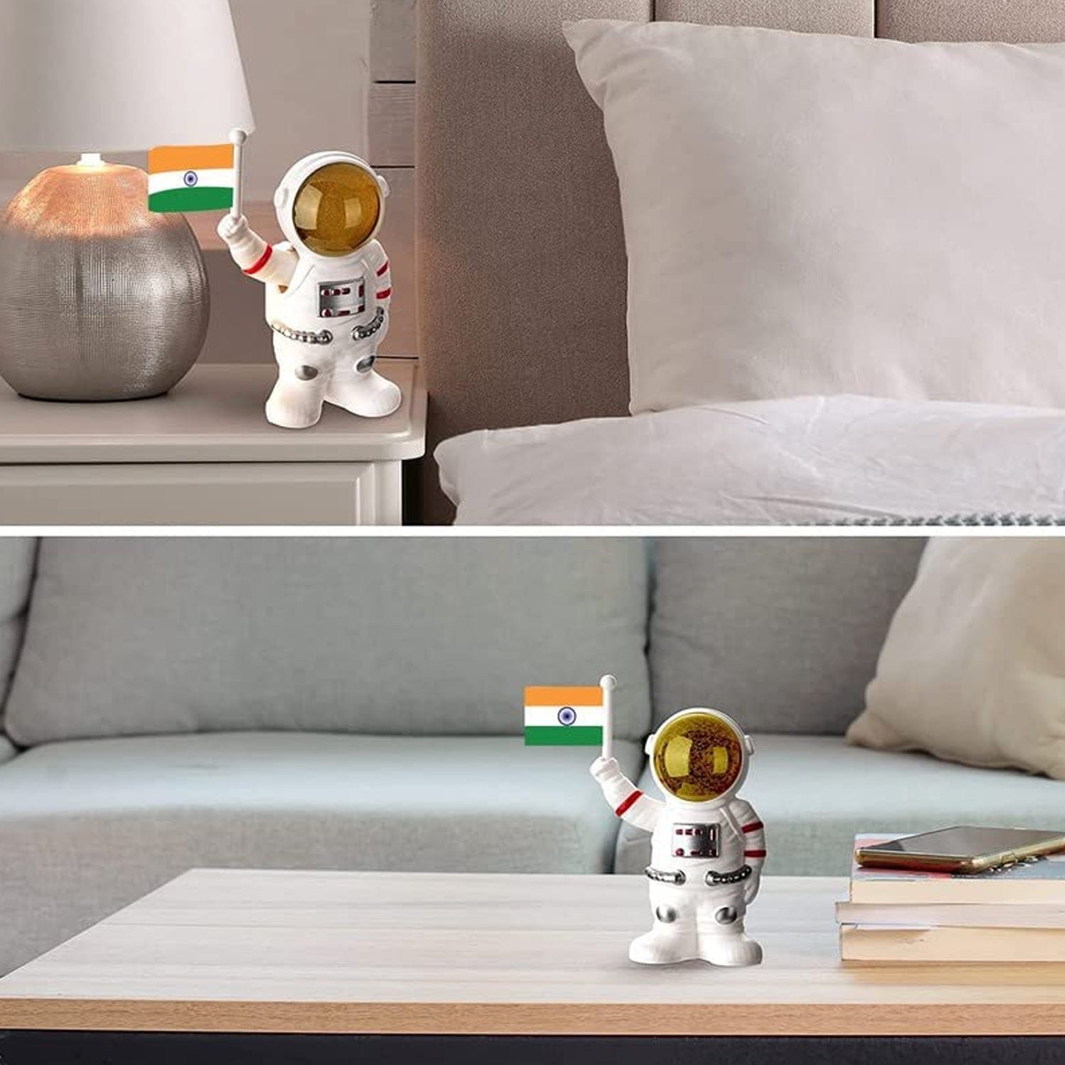 Solar Power Astronaut Ornament – Indian Flag Car Dashboard Décor