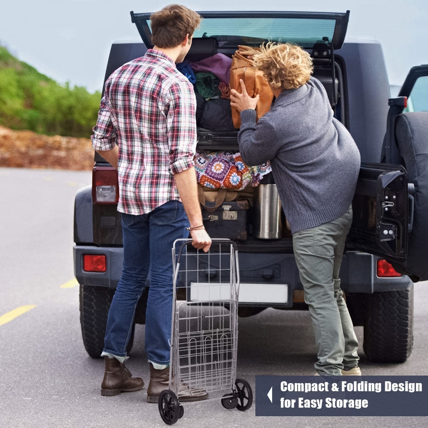 Foldable Shopping Cart – Durable Iron Frame & Dual Swivel Wheels | Organivo