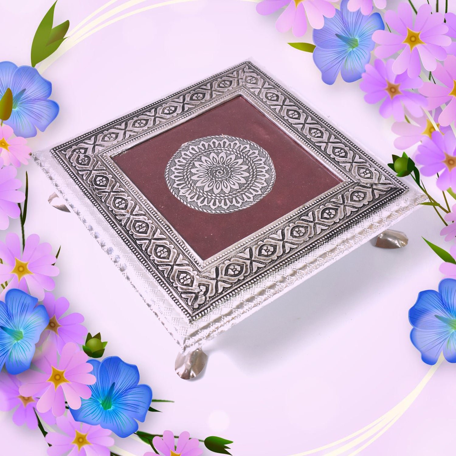 Pooja Chowki – Silver Square Bajot for Home Temple | Styleva