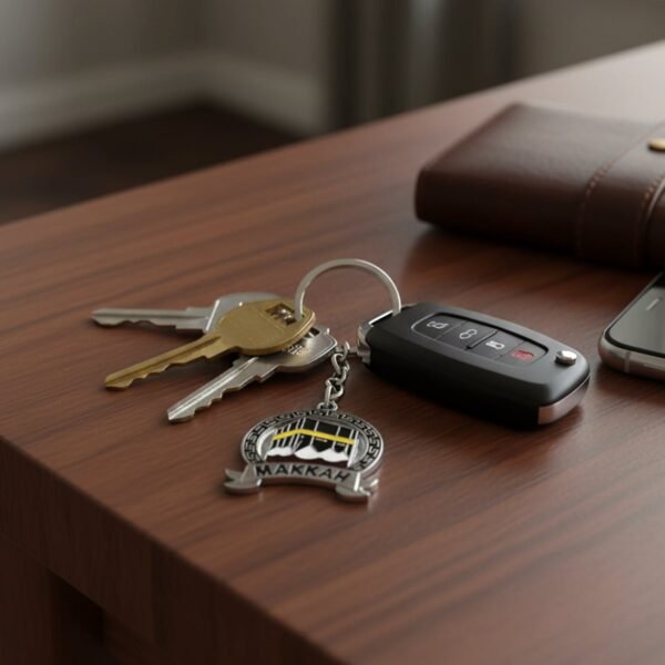 Makkah Design Metal Keychain – Elegant Islamic Accessory