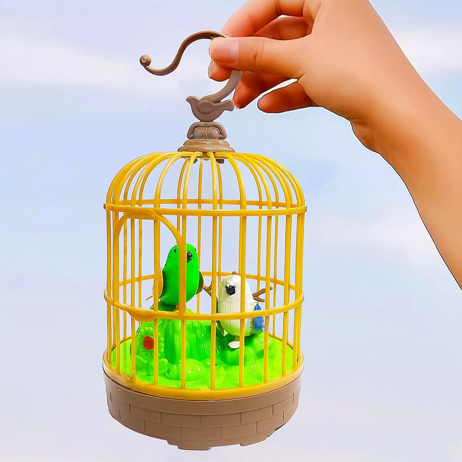 Chirping Bird Toy – Sound-Activated Hanging Cage with LED & Music | Spark Tots