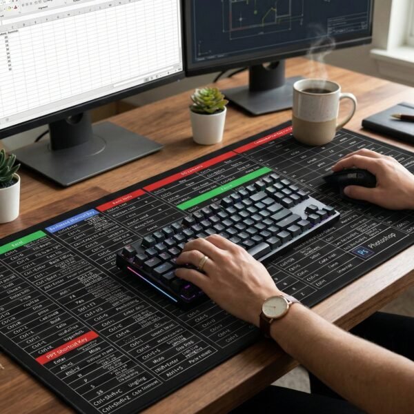 Shortcut Keyboard Mouse Pad – Large Extended Desk Mat for Efficiency