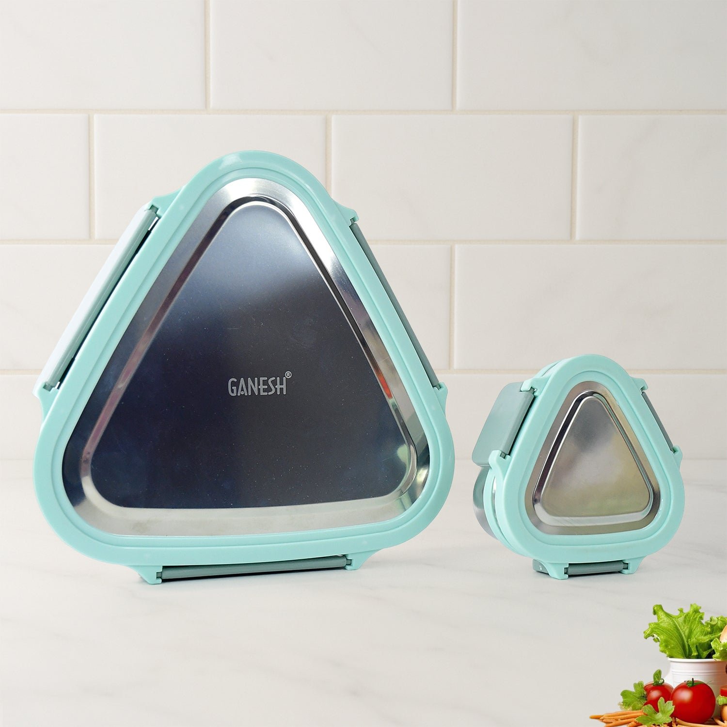 Triangle Stainless Steel Lunch Box Set – Compact Leakproof 2-Piece Tiffin
