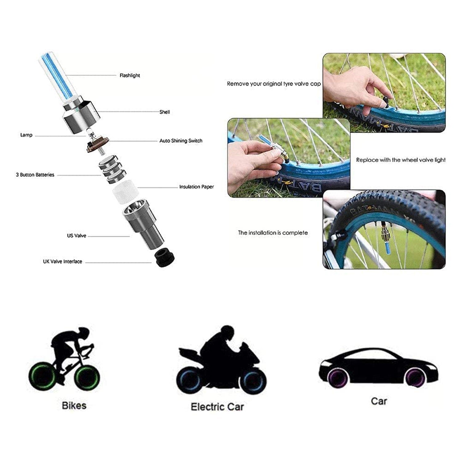 LED Tyre Valve Caps – Motion-Activated Light | RaceVault