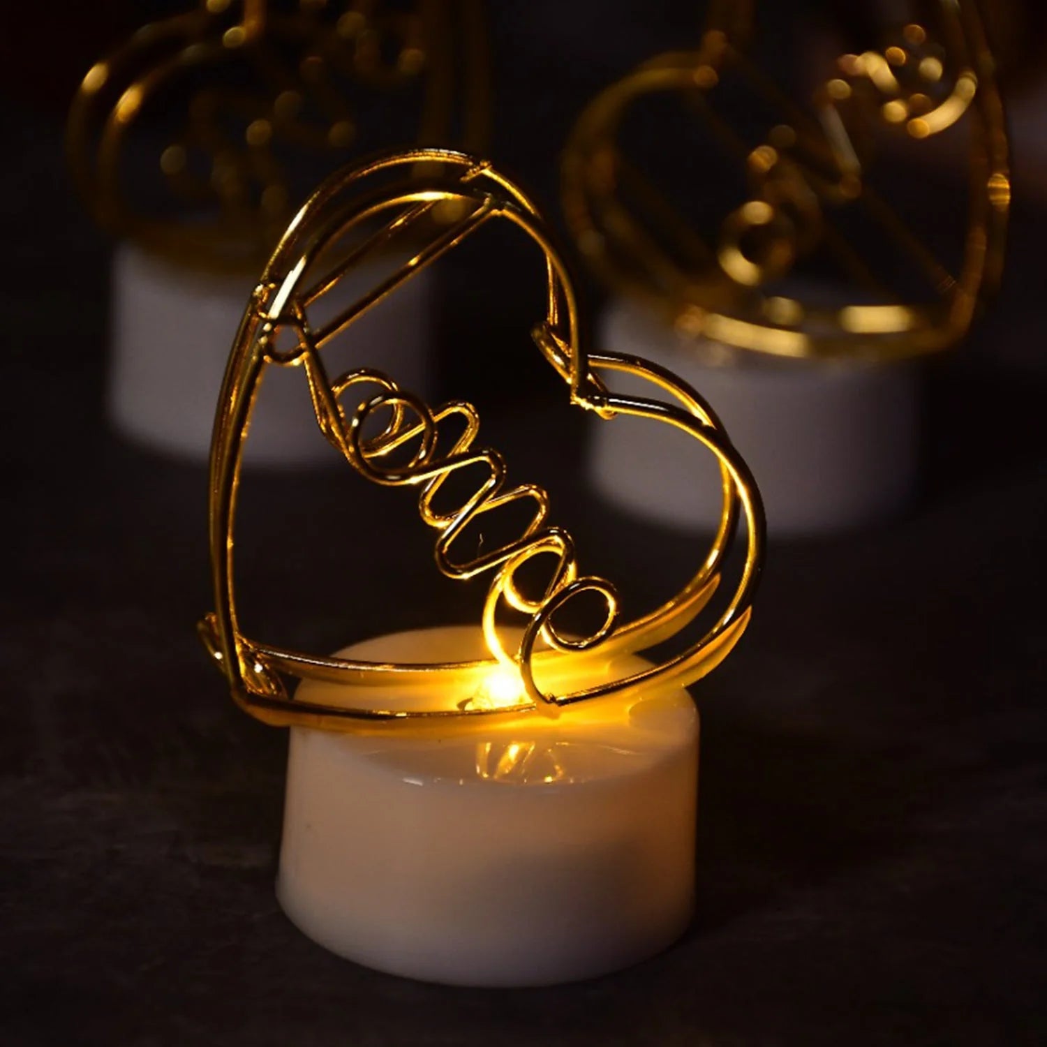 Valentine Gift Box – Heart Light, Chocolates & Golden Flower | Giftoiza