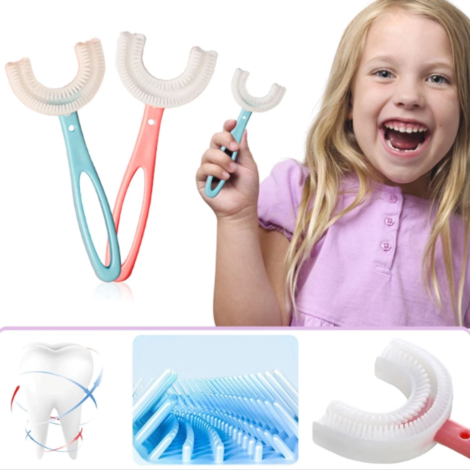 Kids U-Shaped Toothbrush – Gentle Cleaning for Toddlers | Mini Bubbles