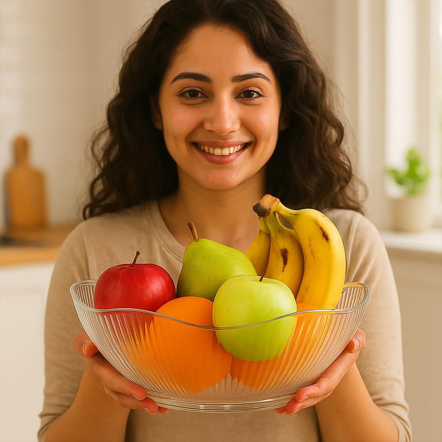 Plastic Fruit Storage Basket – Durable & Elegant Ripple Design
