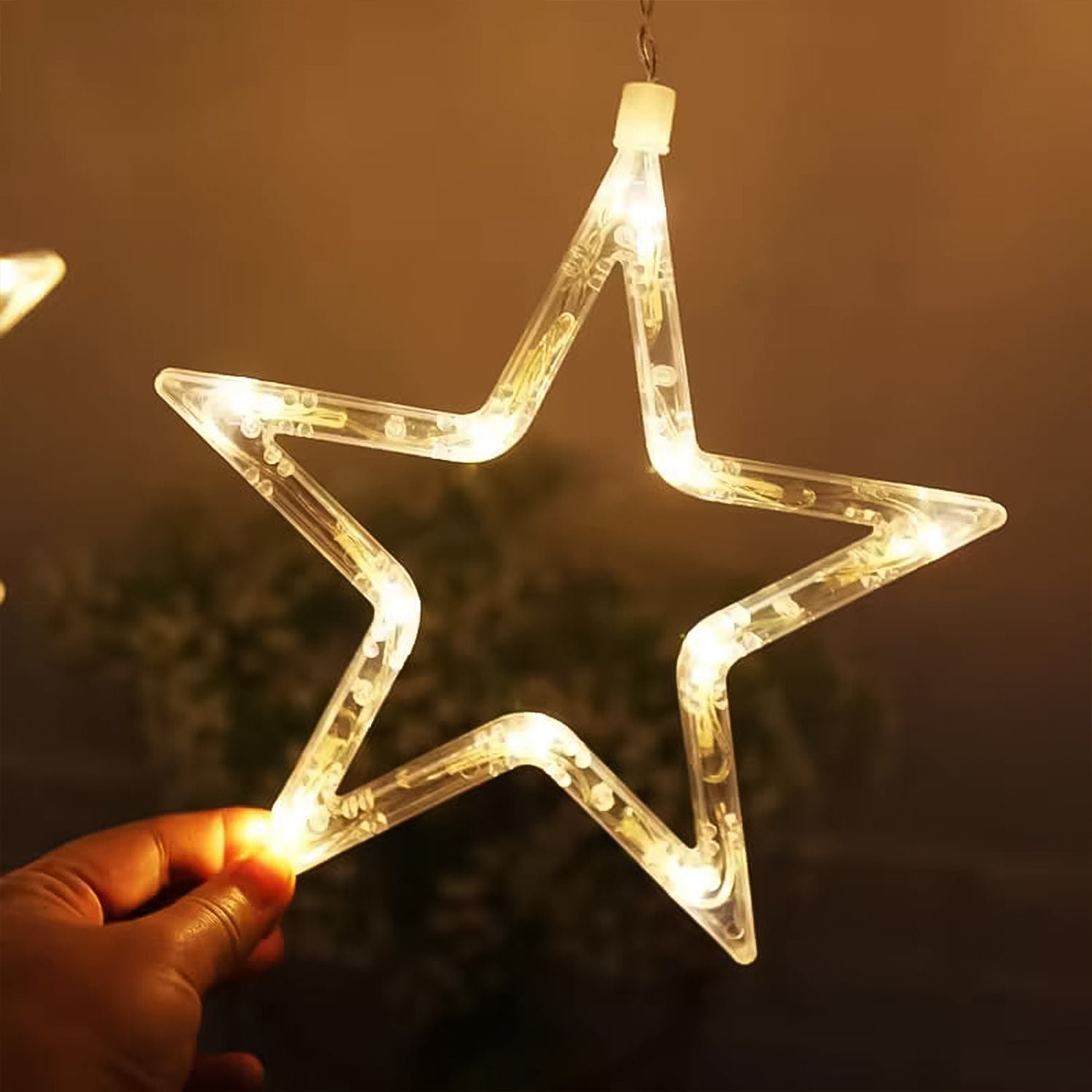 LED Curtain Lights – 12 Star Warm White for Home & Diwali | Giftoiza