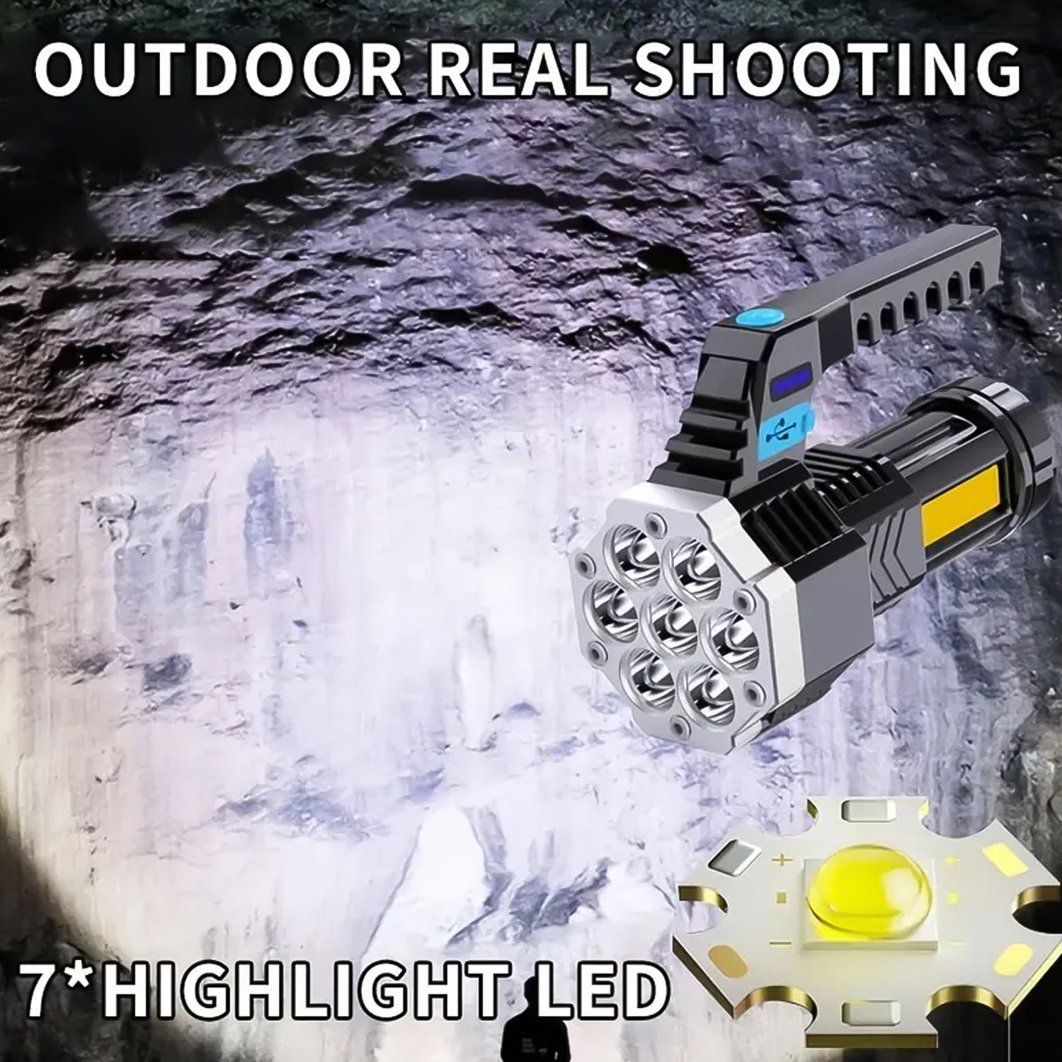Rechargeable LED Flashlight – Portable 7-LED COB Torch | PHOBIA