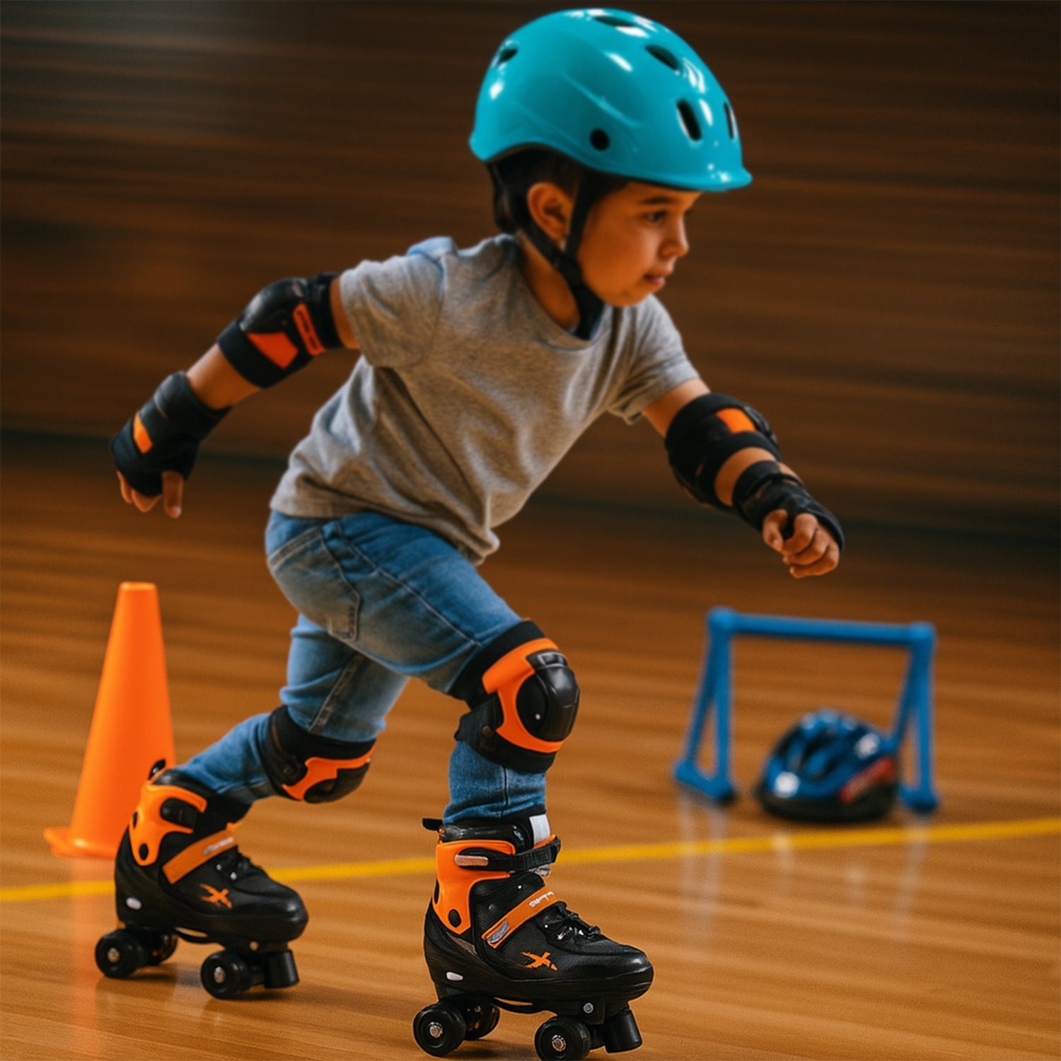 Adjustable Quad Roller Skates for Kids – XL Size with Safety Features