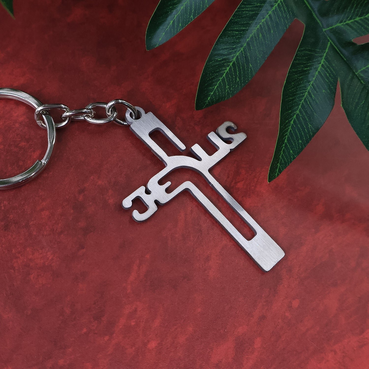 03_2b02d1f9-6ca2-48fc-b636-db969fdf5f70 Metal Cross Keychain – Gujarati Jesus Script for Spiritual Style