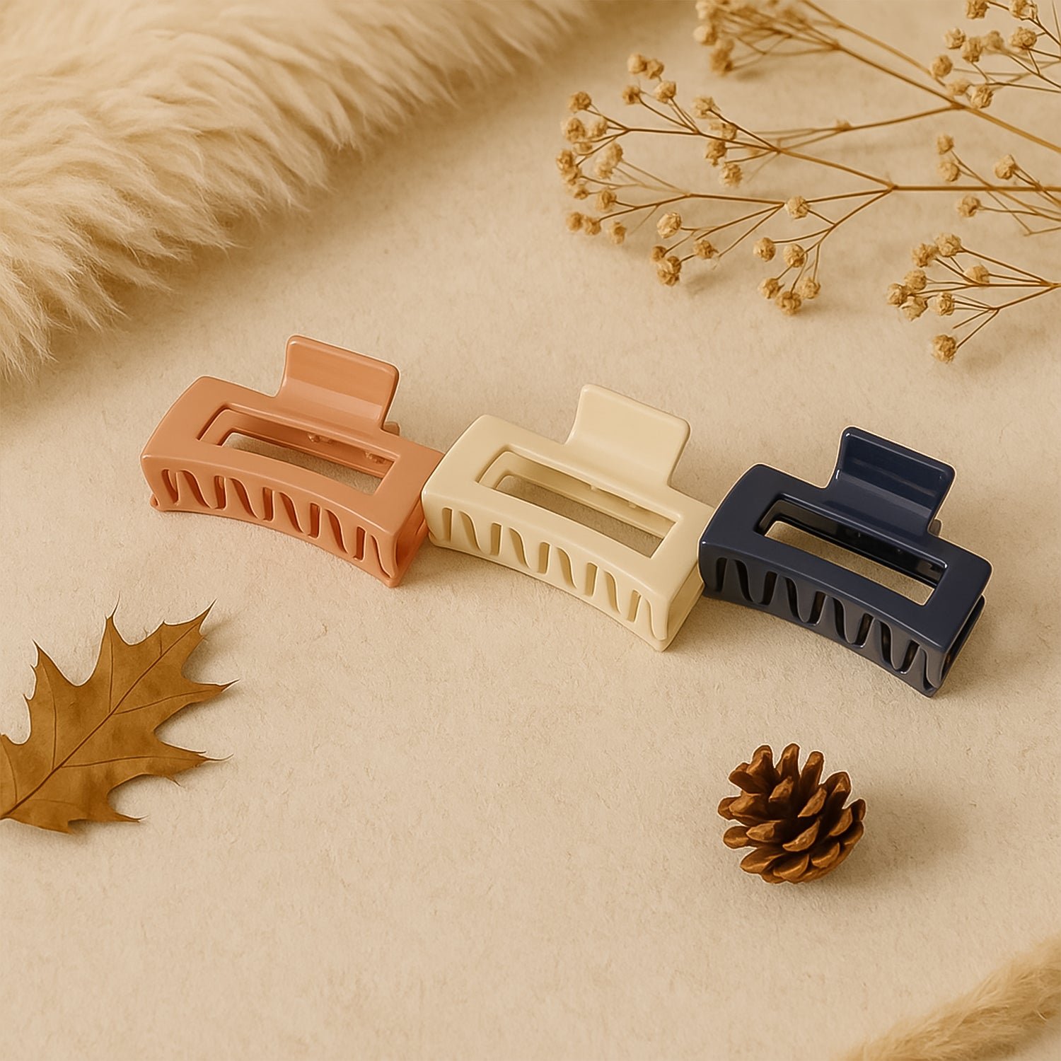 Matte Rectangle Hair Claw Clip – Strong Hold & Assorted Colors Pack