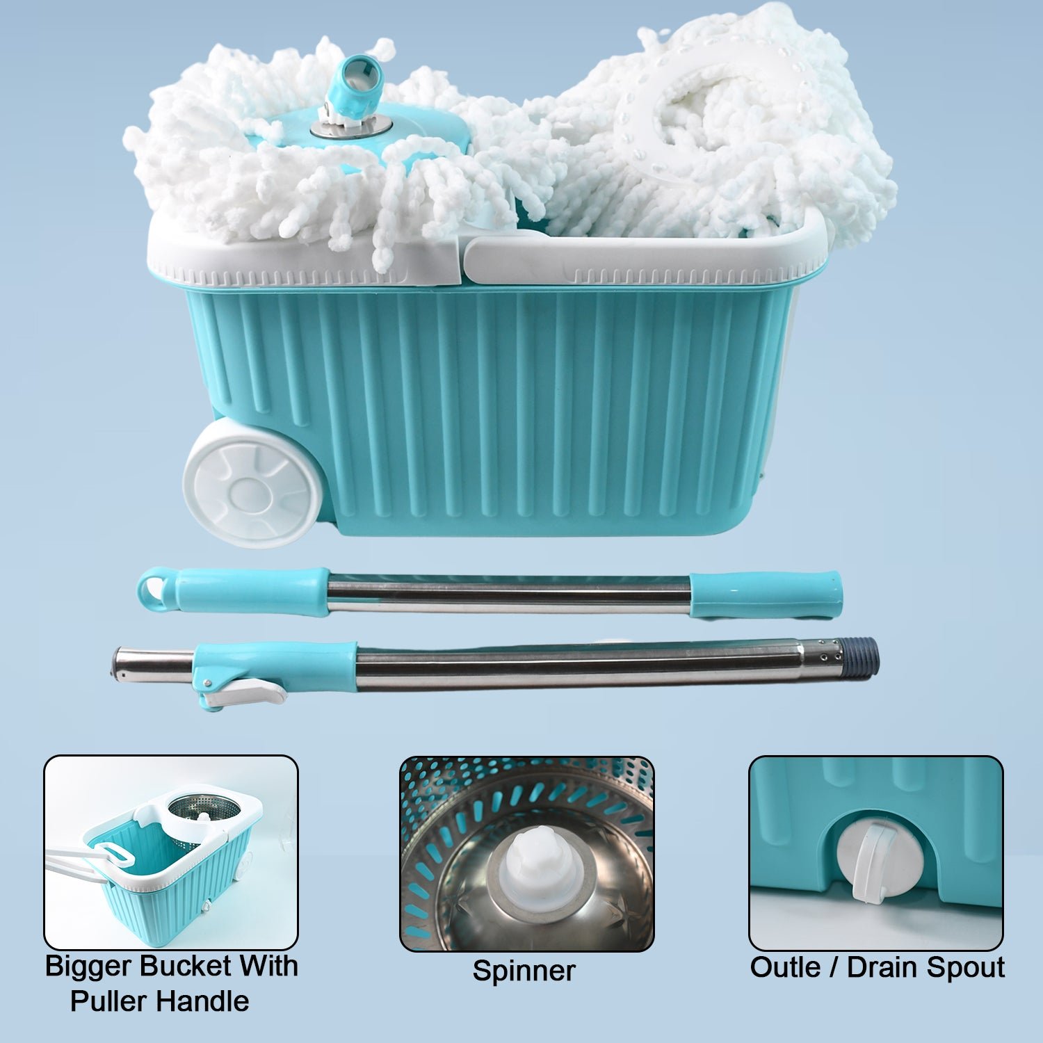 Spin Mop – 360° Rotating Stainless Steel Spinner for Deep Cleaning