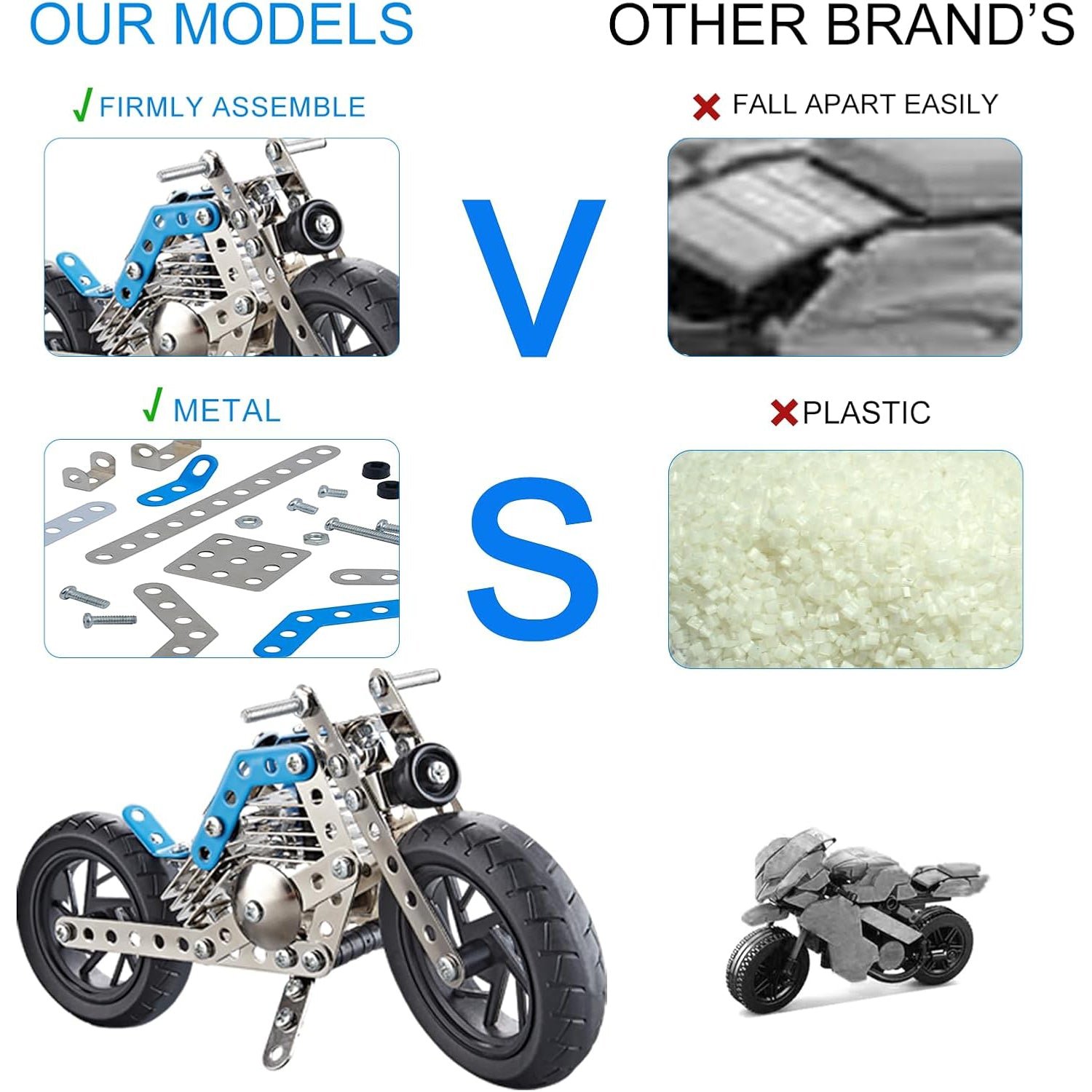 Metal Bike Construction Kit – 140 Part STEM Toy | Little Blocks