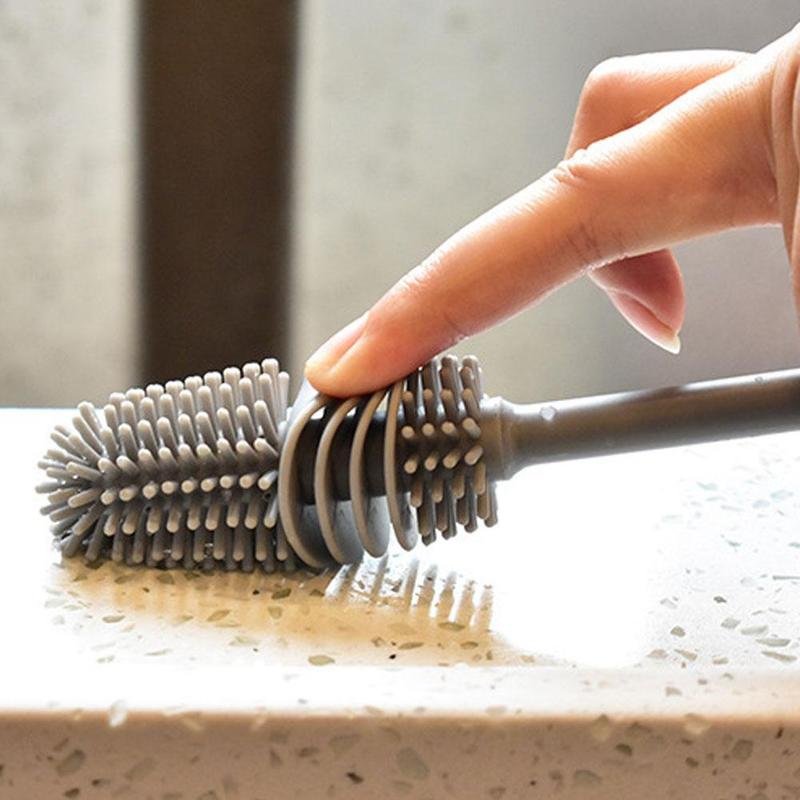 Bottle Cleaning Brush – Long Handle Silicone for Narrow Neck | Velvet Wipe