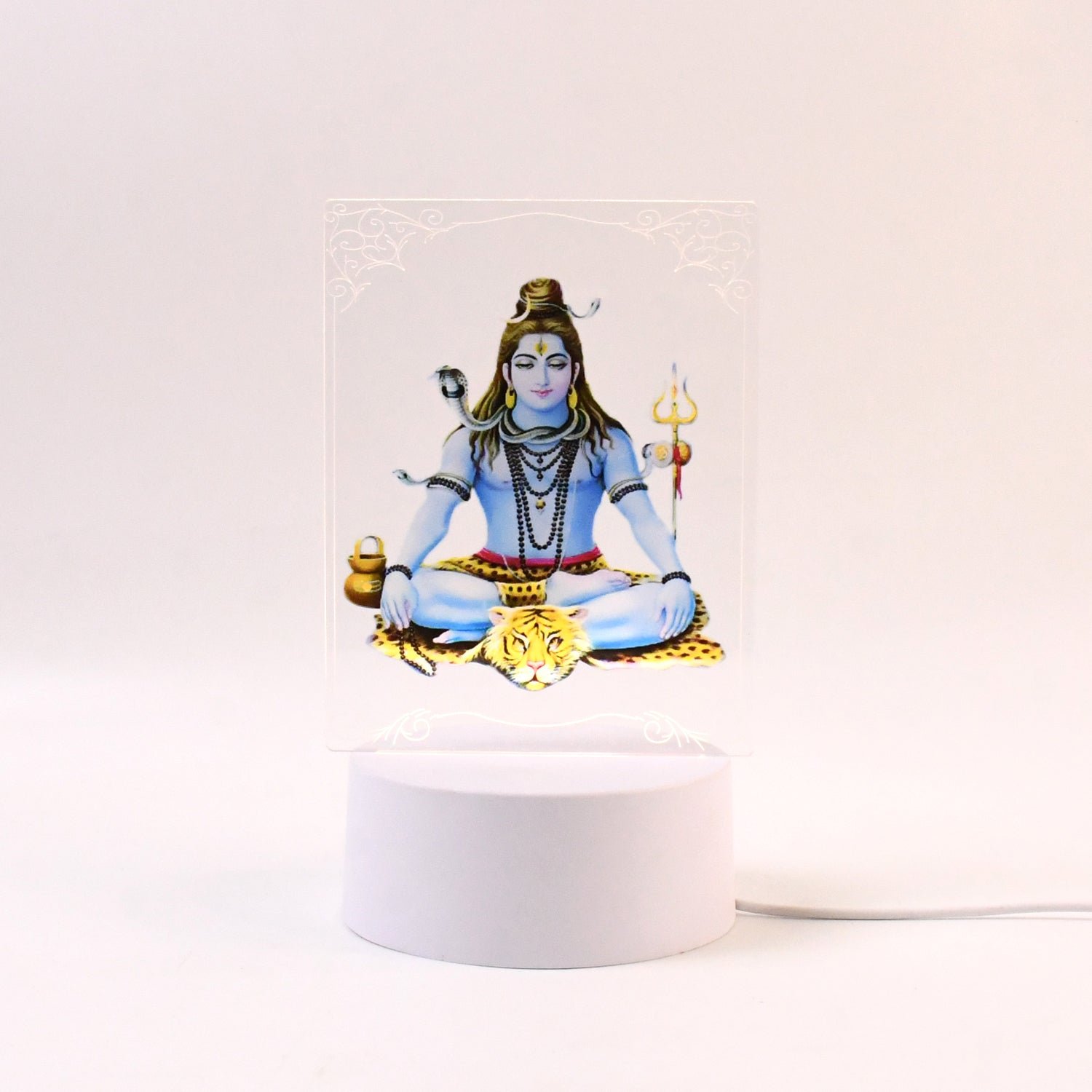 Lord Shiva 3D LED Frame – Soft Warm White Light Decor