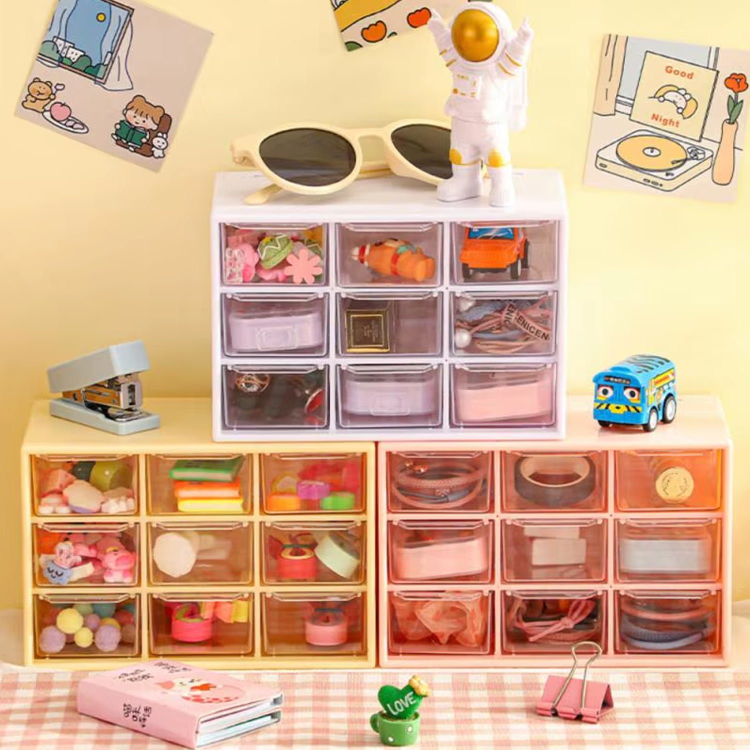 Jewellery Drawer Organizer – Compact 9-Compartment Plastic Storage