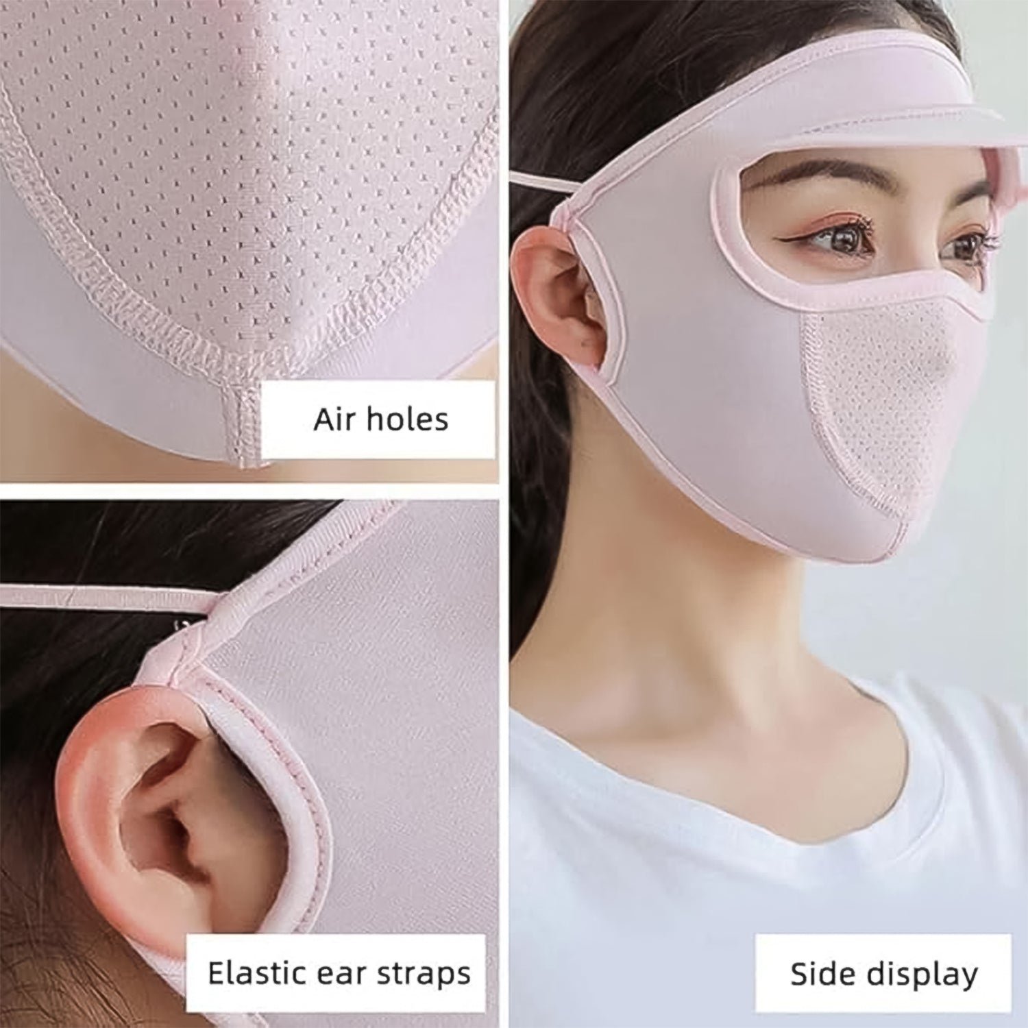 UV Protection Cap – Full Face Sun & Dust Shield for Women with Visor