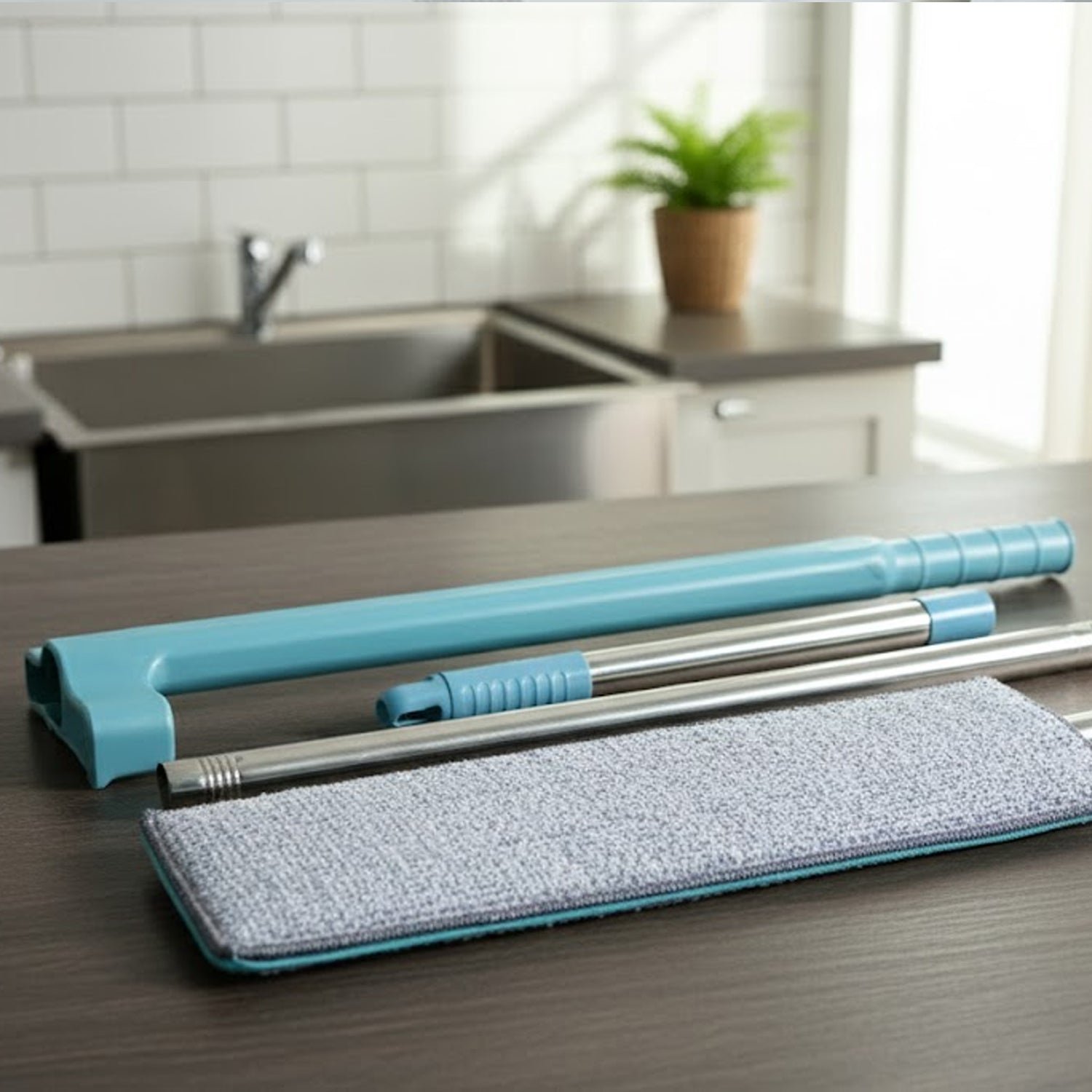 Flat Floor Cleaning Mop – Long Handle & Slim Rectangular Head