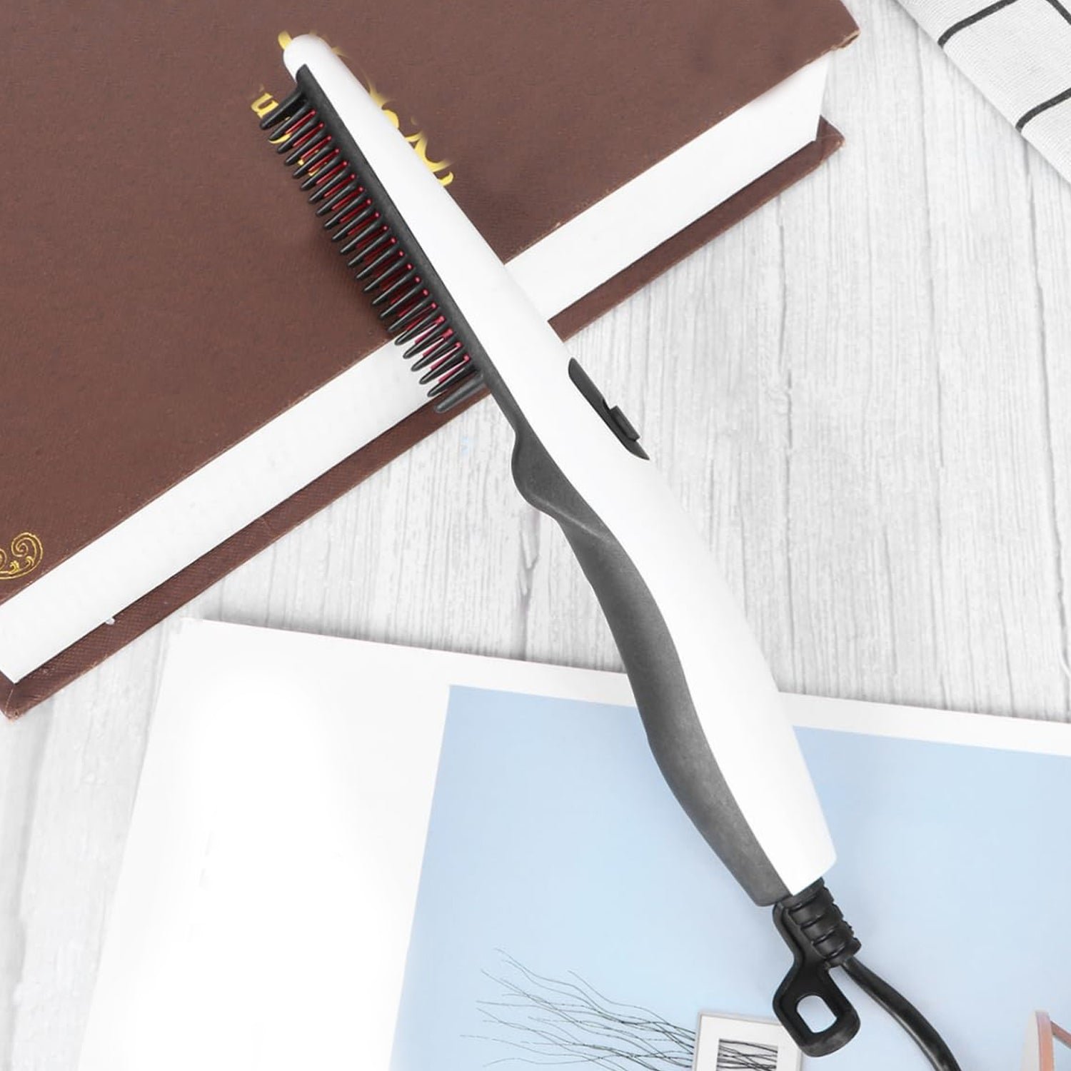 Electric Hair Straightening Comb – Portable & Safe Styling | Calm & Curl