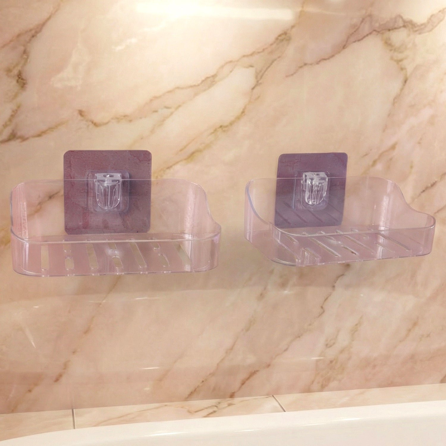 Transparent Wall-Mounted Soap Dish Set – Space-Saving & Drainage