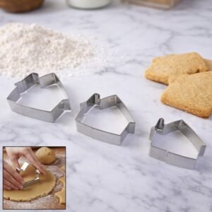 Stainless Steel House Shape Cookie Cutter Set – 3 Durable Baking Molds