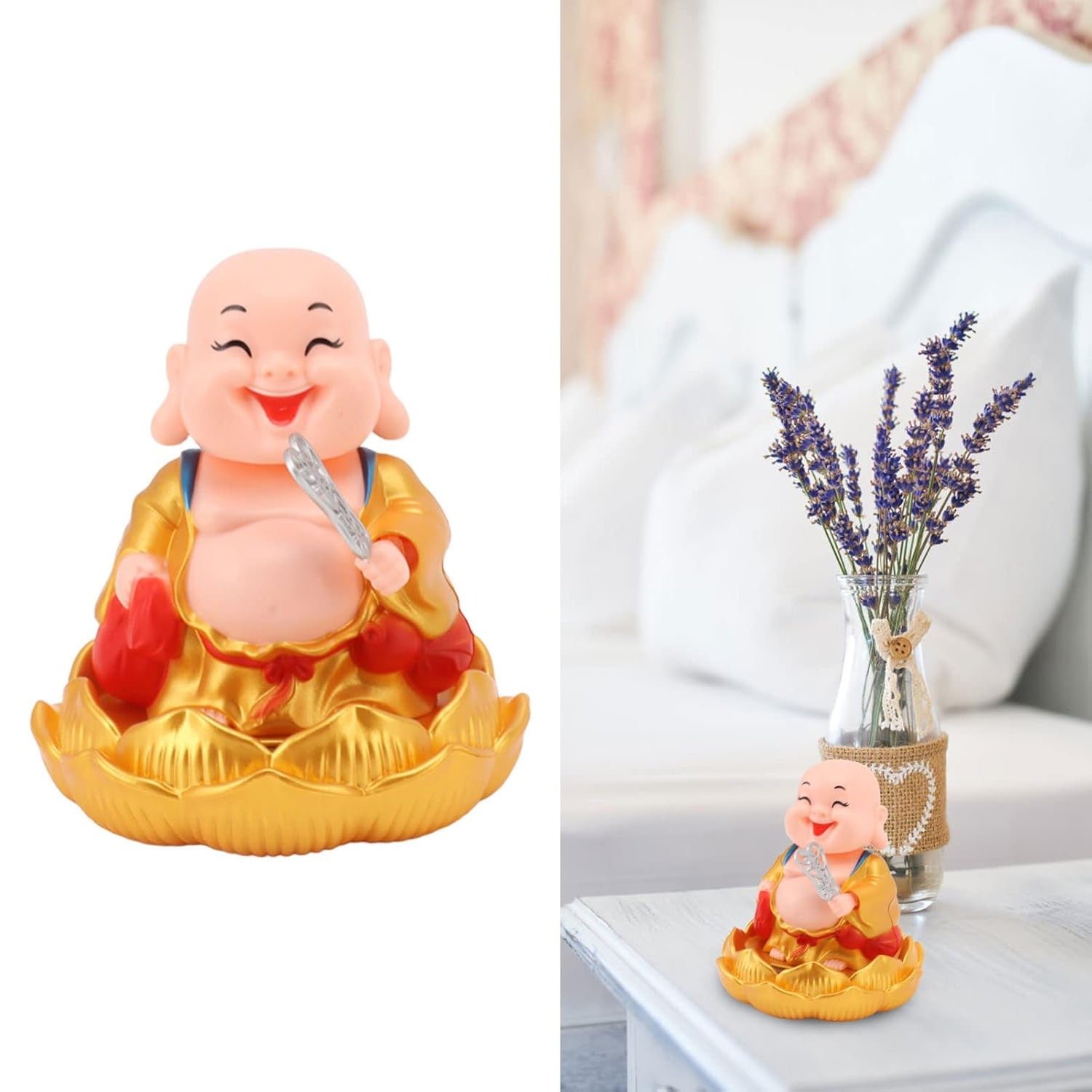 Solar Buddha Car Ornament – Nodding Dashboard Decor | Velvet Wheels