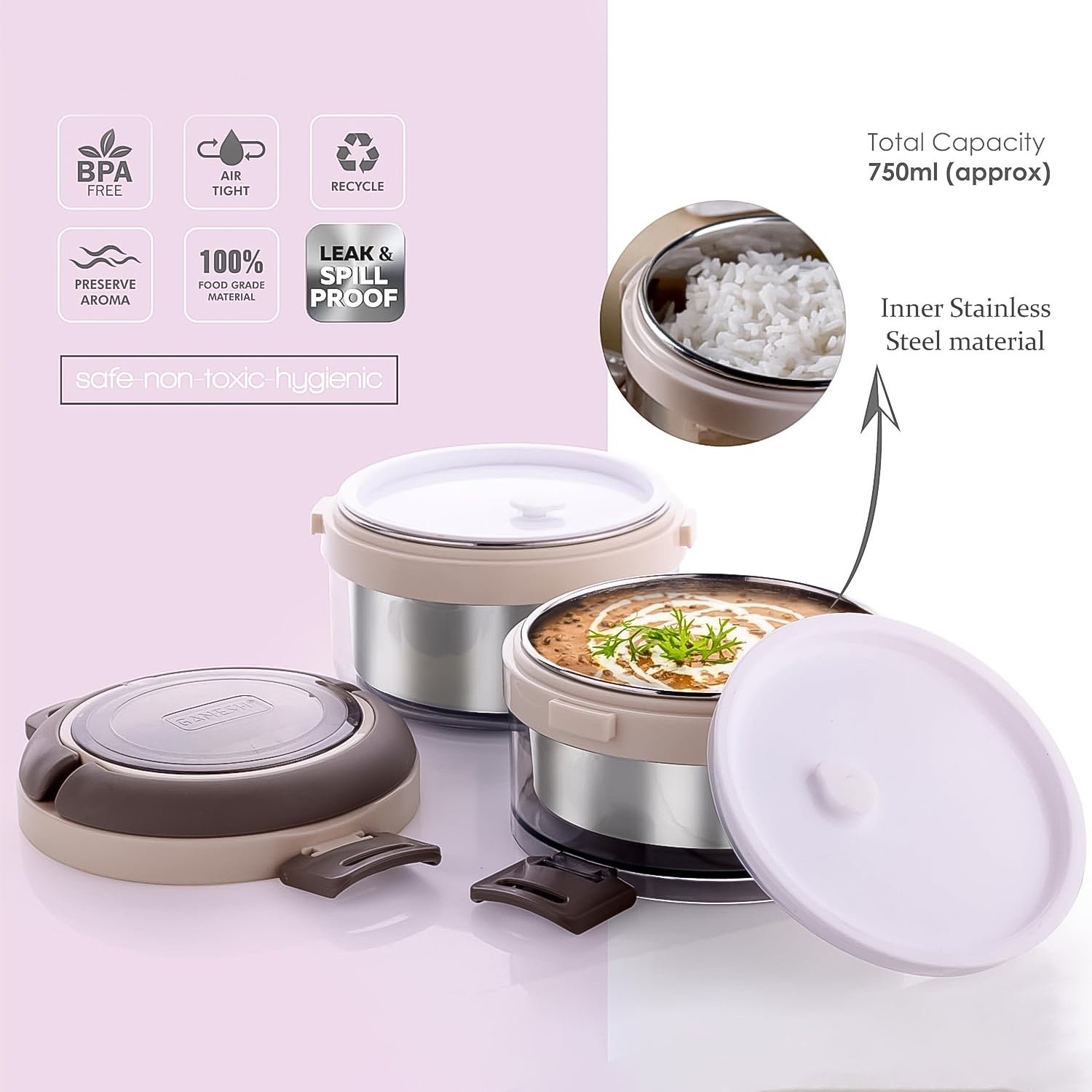 Stainless Steel Insulated Lunch Box – Leakproof Double Layer Tiffin