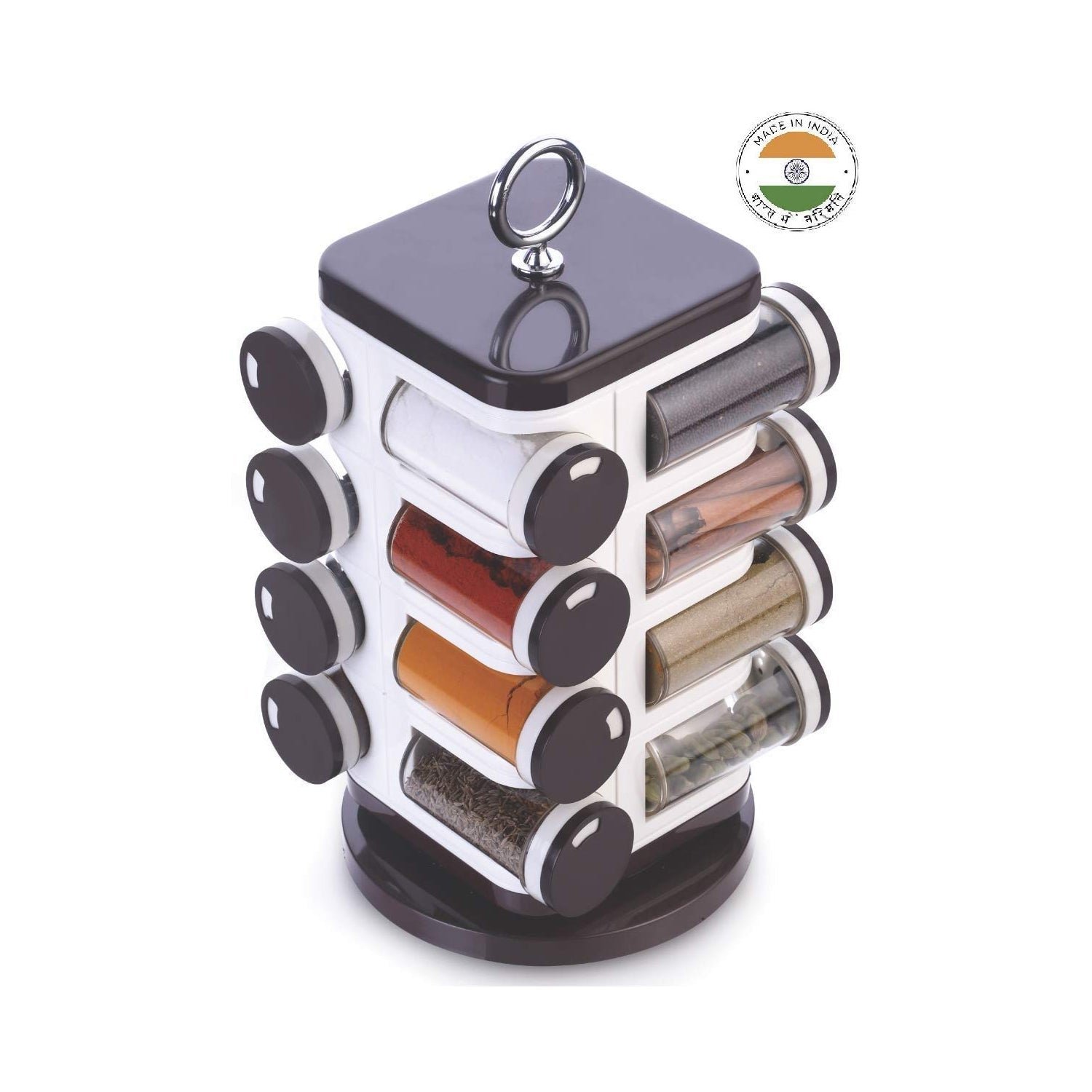 Revolving Spice Rack – 16 PC Plastic Jars, 100ml Each | Ganesh