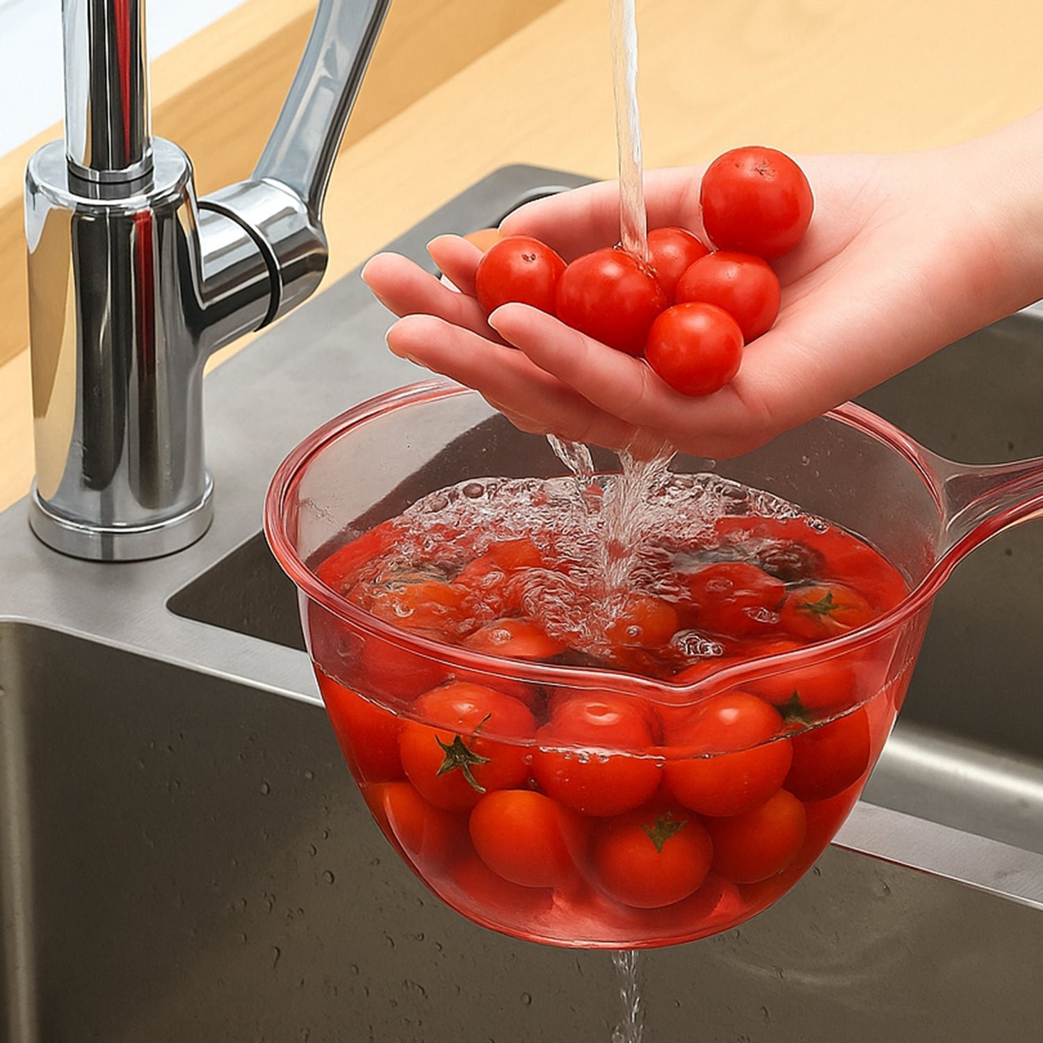 Kitchen Washing Straining Bowl – Ergonomic Handle, 1100 ML