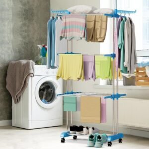 Clothes Drying Stand – Stainless Steel Foldable with Wheels | Storenzo