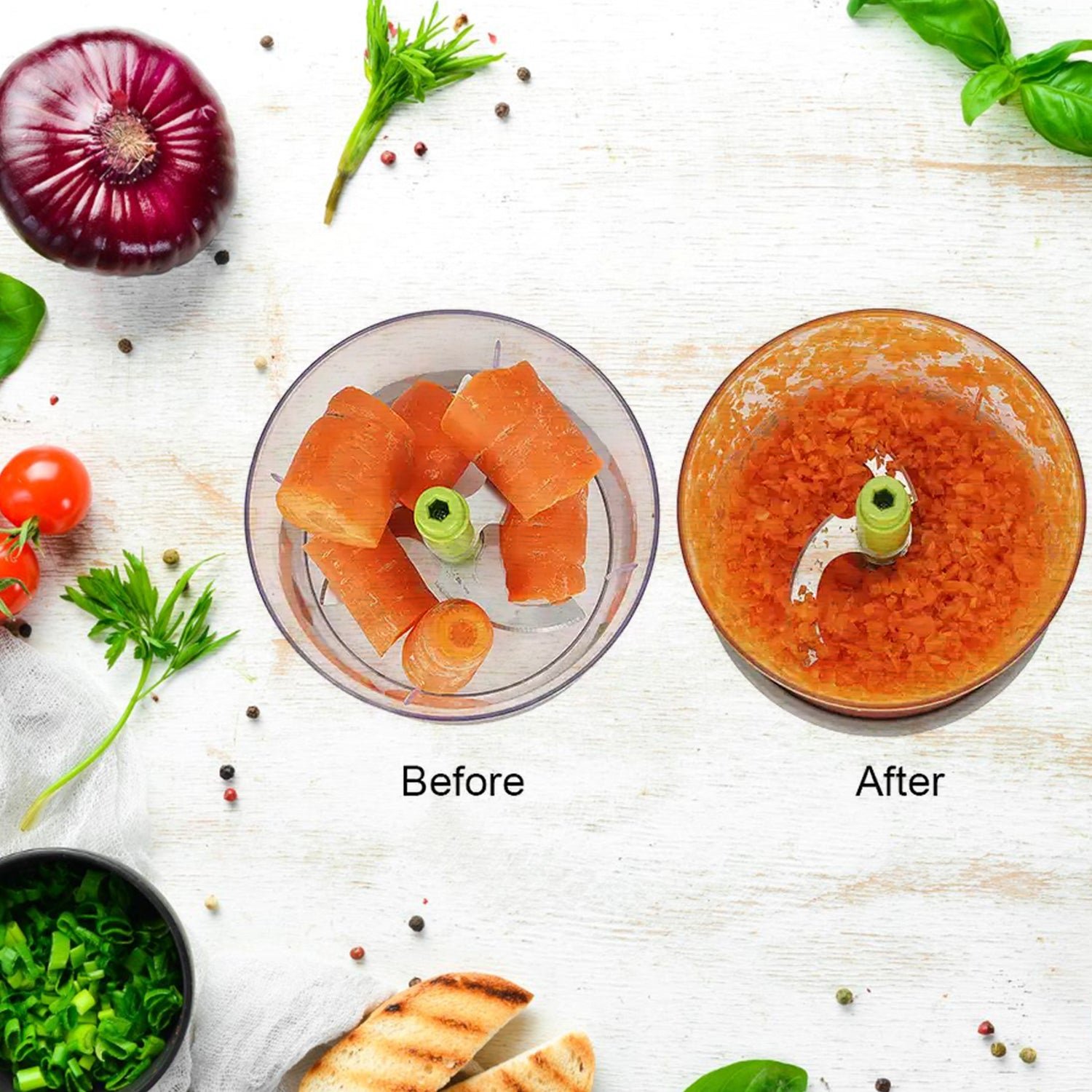 Manual Food Chopper – 650ml, 3 SS Blades, Anti-Slip | Quickslice